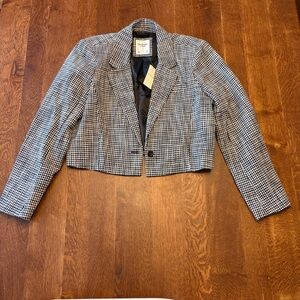 Abercrombie & Fitch Cropped Houndstooth Blazer